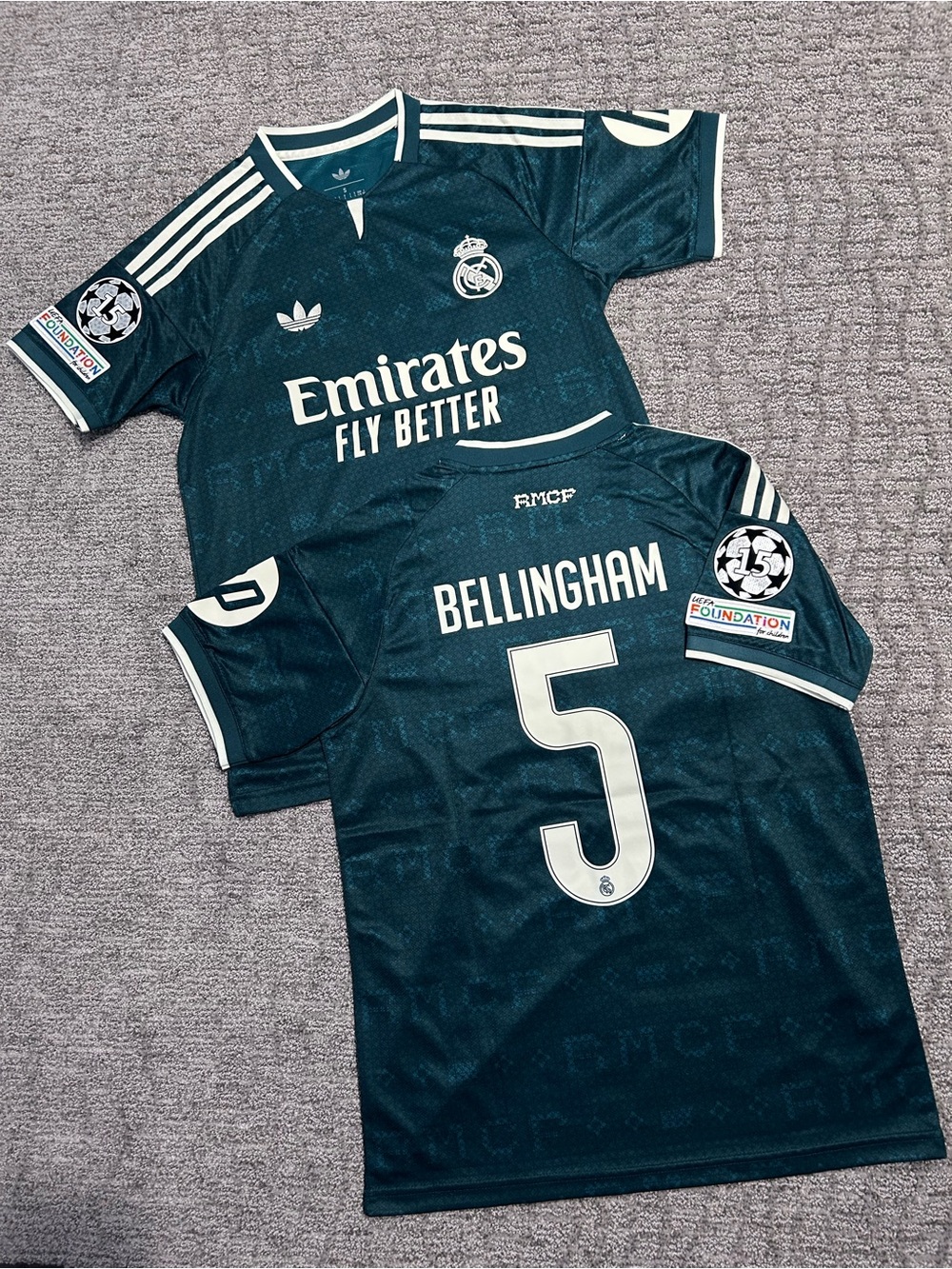 Real Madrid Away Jersey With Champions league patches #5 on the back